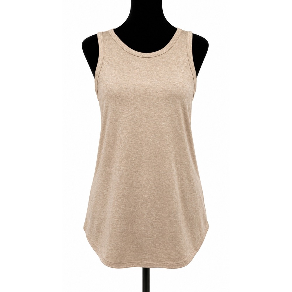Fabletics Womens Blake Open Back Twist‎ Tank Top Size Medium Beige Stretch Knit